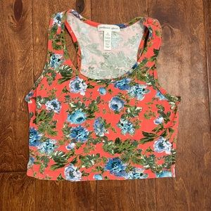 Ambiance Apparel Floral Crop Tank Top Sz: Small